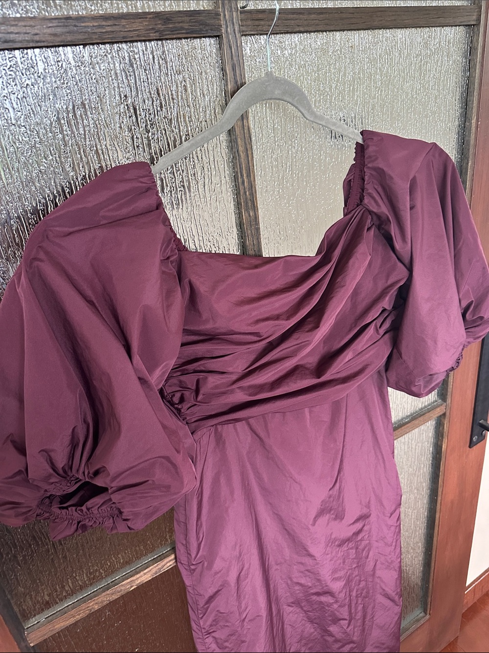 Tanya Taylor Charlotte dress Elegant Puff-Sleeve Midi Dress in Deep Plum size 10 - Picture 7 of 12
